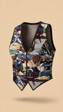 Saddle River Vest Women S/M Multicolor Tapestry Sports Print